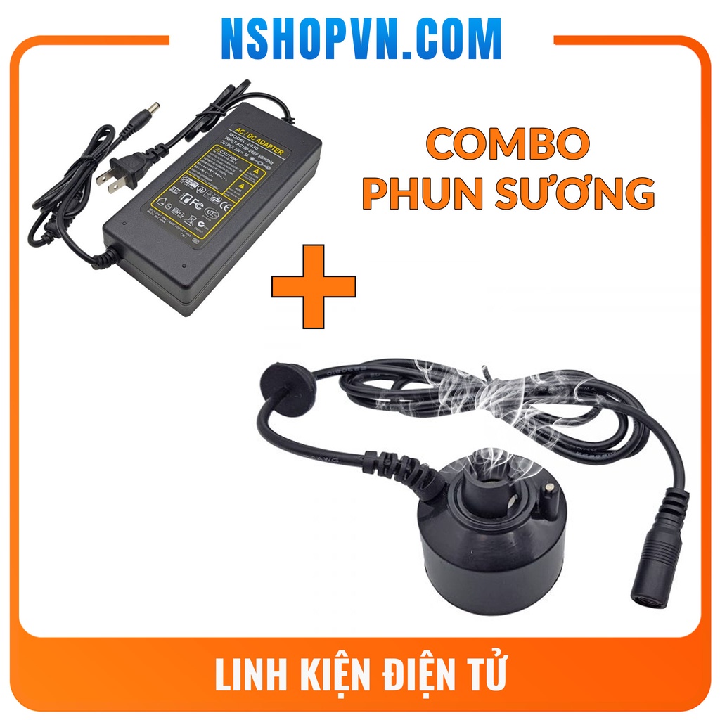 Combo phun sương 24vdc và nguồn 24v 3a 20mm 450ml/h
