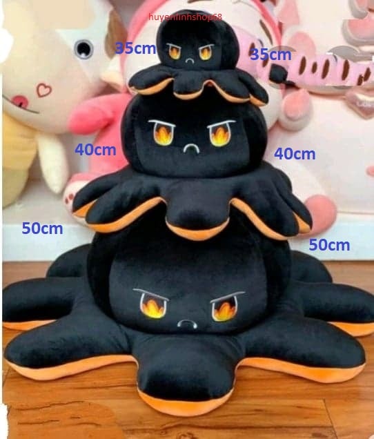 bạch tuộc khổng lồ saze to 50cm, đội đầu , siêu mềm mịn 2 mặt màu Cam Đen thể hiện sự giận dữ