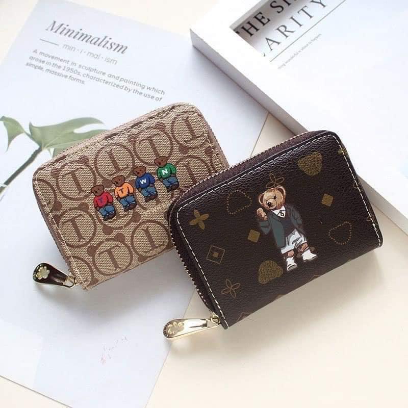  Ví nữ hình gấu TWIN BEAR ngắn mini cầm tay giá rẻ nhỏ gọn bỏ túi thời trang hàn quốc dễ thương KAKA 