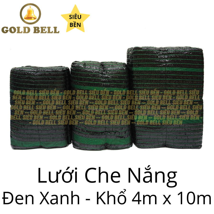Lưới che nắng tấm GoldBell ( Chuông Vàng) Chính Hãng- khổ 4m x 10m - màu đen xanh