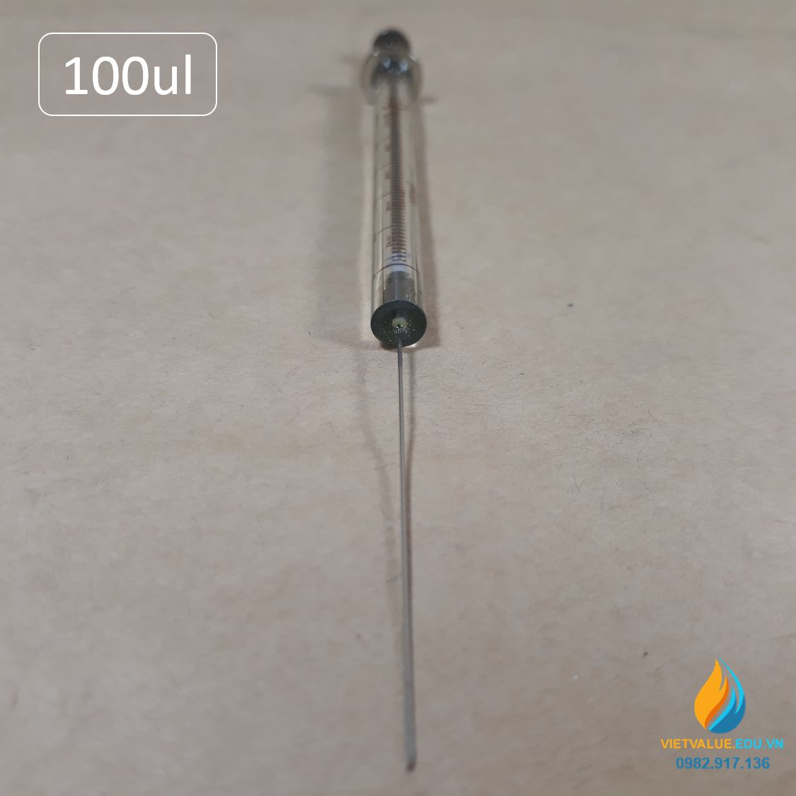 Bơm tiêm xy lanh thủy tinh siêu nhỏ dung tích bơm 100ul pha khí vạch chia