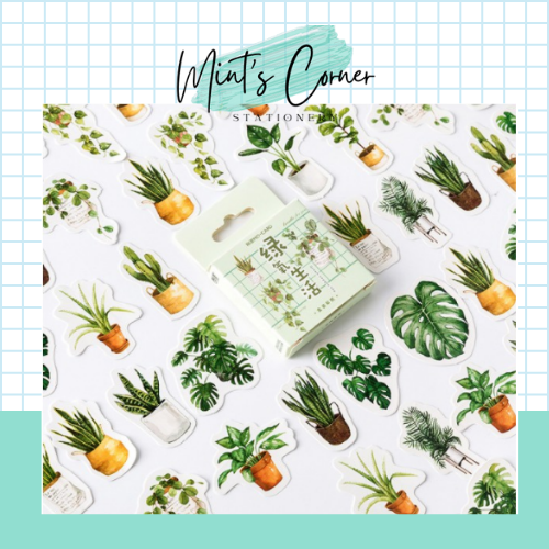 Hộp 45 Hình Dán Cây Cối Xinh Xắn, Dùng Trang Trí Sổ Tay, Lưu Bút