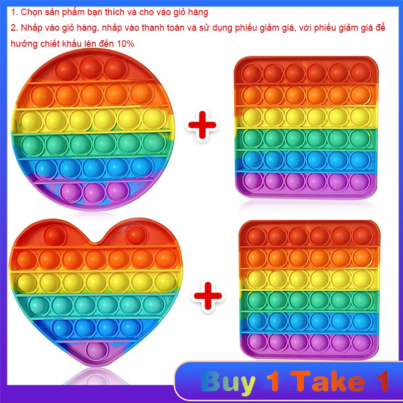 【Mua 1 tặng 1】2pc pop it Fidget Đồ chơi cầu vồng giảm căng thẳng Trong số chúng ta Mickey hình kỳ lân cho trẻ em