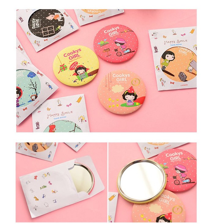 Gương mini trang điểm mặt tròn hàn quốc siêu cute