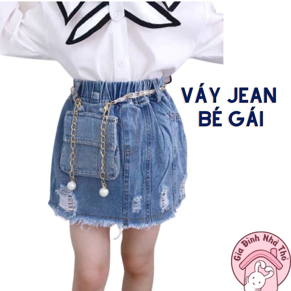 Chân váy đầm jean bò cho bé gái