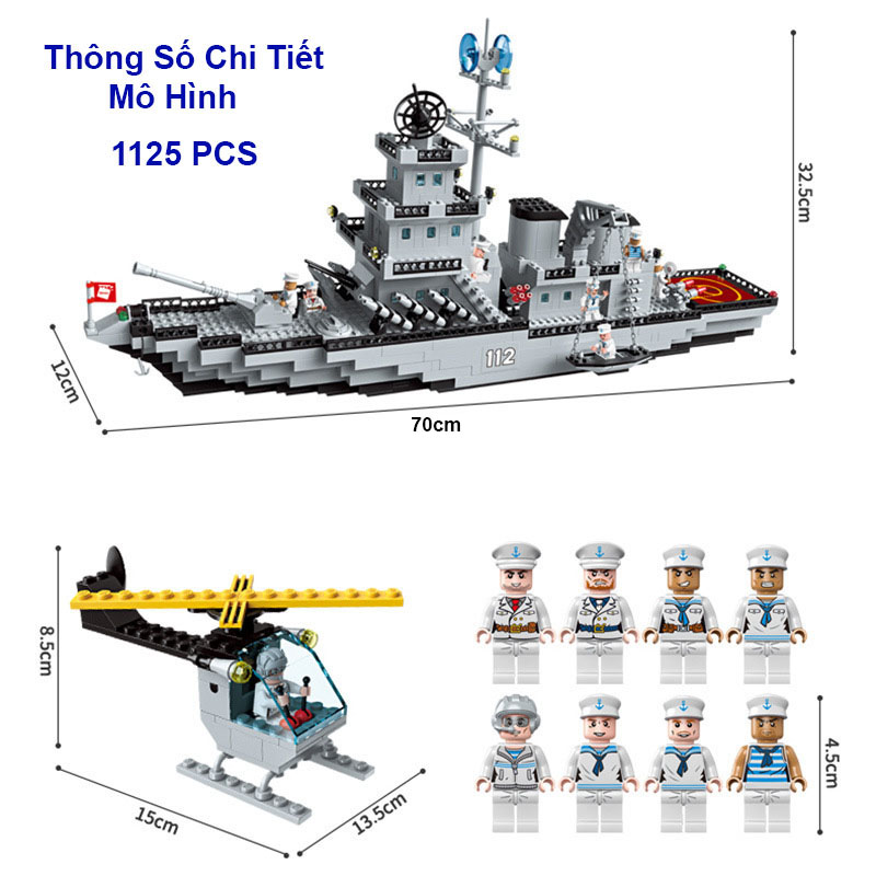 Đồ chơi lắp ráp Tàu Chiến Siêu Tuần Dương TC1125 Hộp Giấy lắp ghép mô hình máy bay, robot, các phương tiện bảo vệ bờ biển