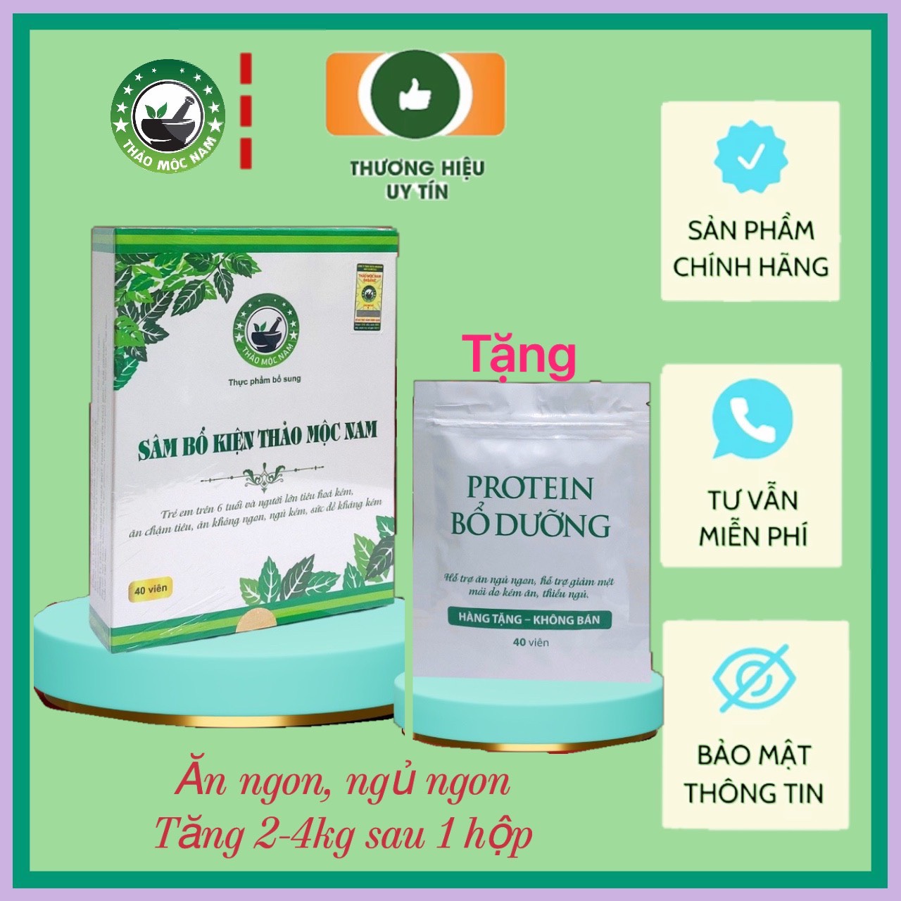 Tăng cân Sâm bổ kiện Thảo mộc nam Organic. Tặng gói Protein