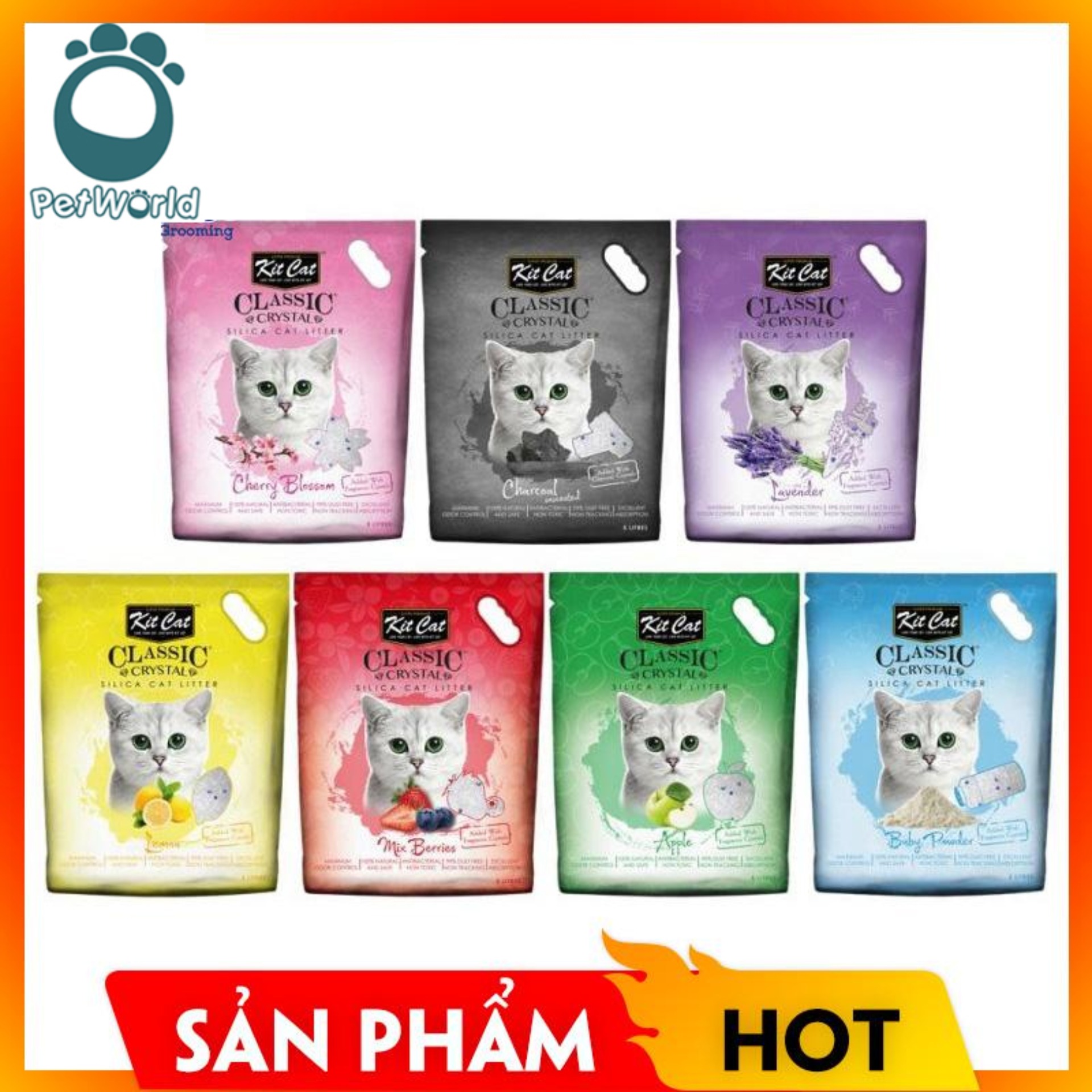 Cát thủy tinh cho mèo KitCat Màu Xanh dương - Cát vệ sinh Kitcat hương phấn trẻ em