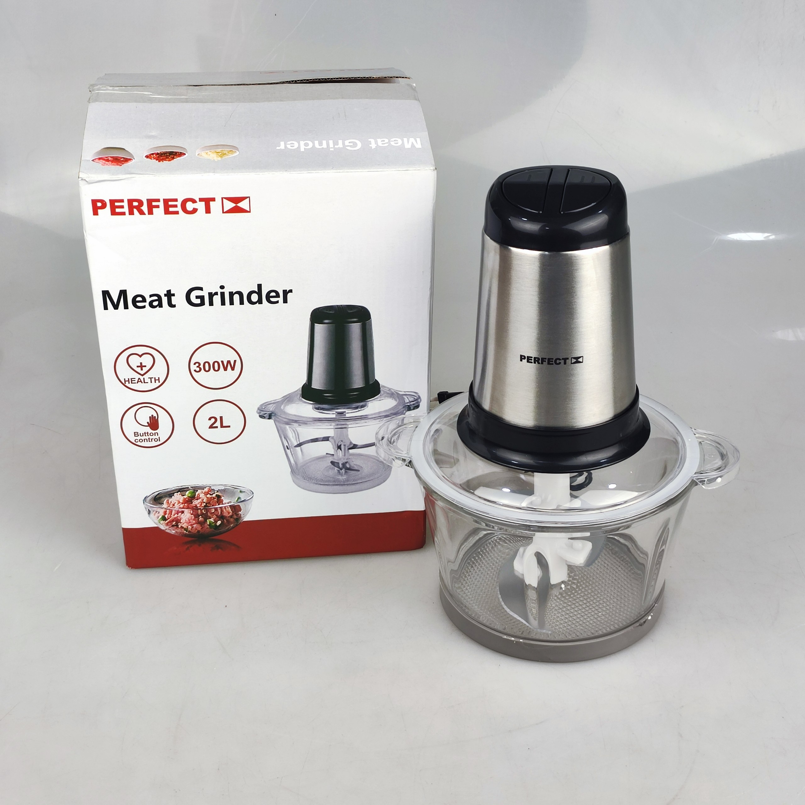 Máy Xay Thịt 2L Đa Năng Perfect PF-X06 Công Suất 300W Cối Thủy Tinh Dung Tích 2L Xay Nhuyễn Thực Phẩm Nhanh Chóng - Hàng Chính Hãng