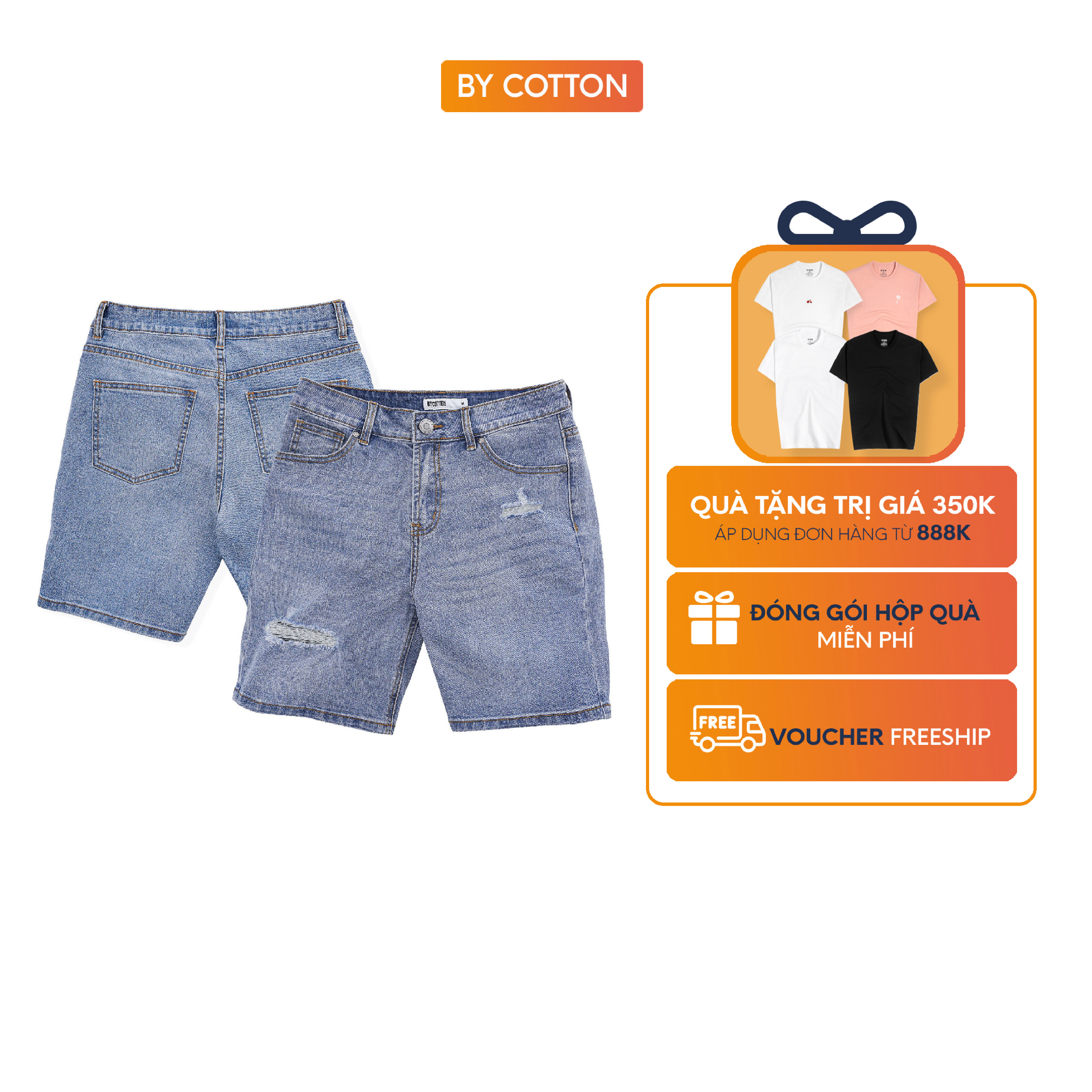 Quần short jeans nam cao cấp light blue 02 by cotton