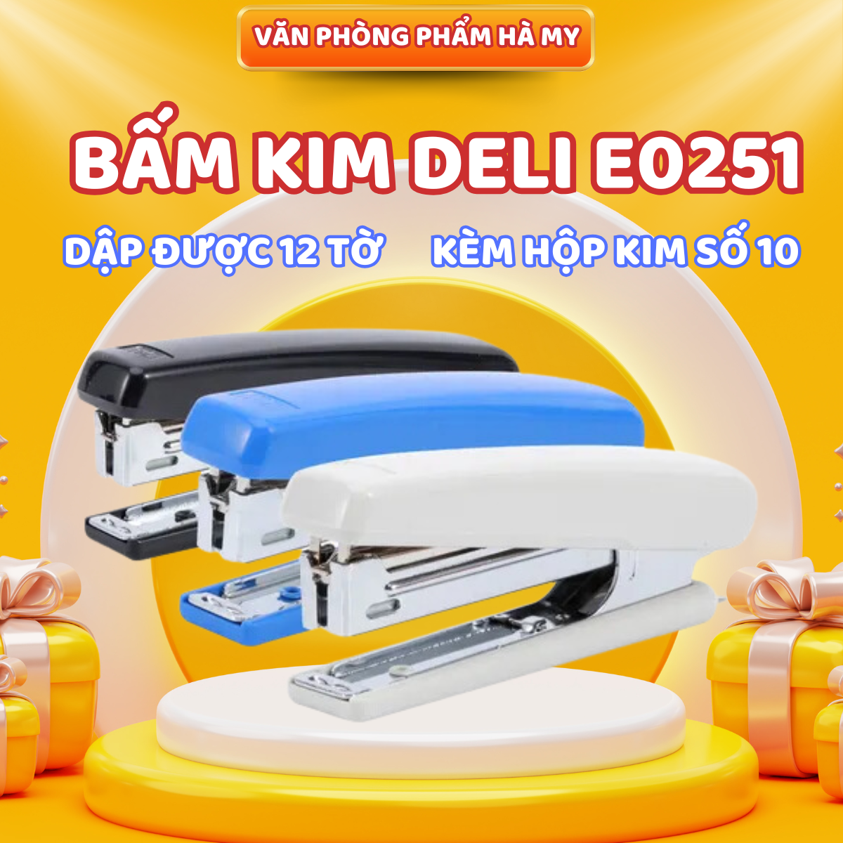 Dập Ghim Số 10 Deli E0251 Kèm Hộp Kim Bấm