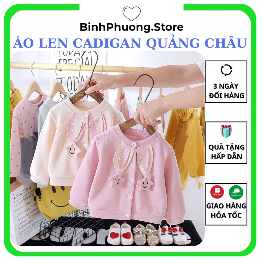 Áo Len Cho Bé Gái, Áo Len Cadigan Cho Bé Hình Sao Nhập Khẩu Phong Cách Hàn Quốc 1 2 3 tuổi Binhphuong.Store