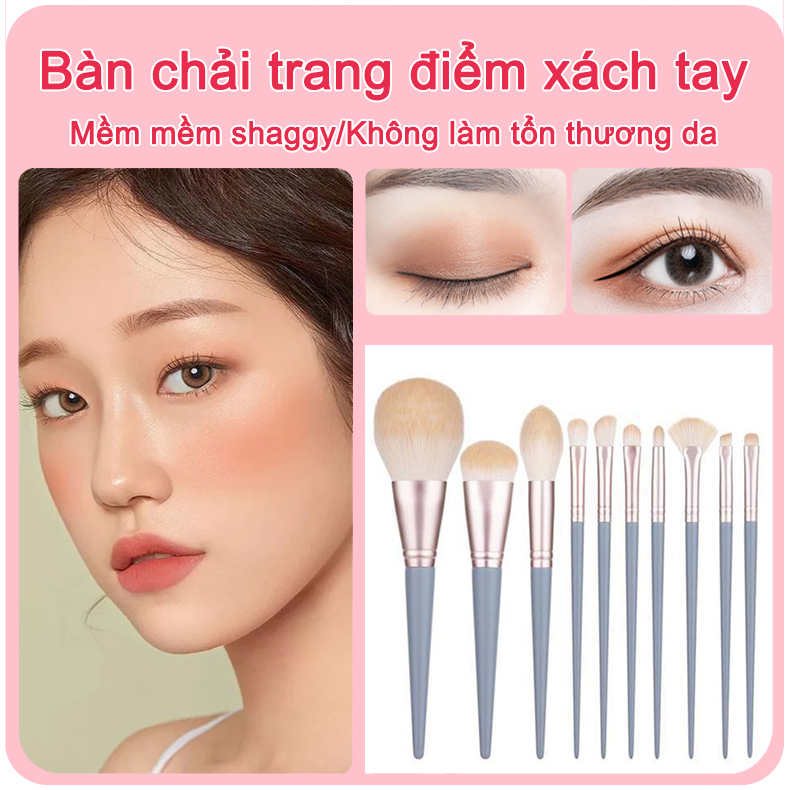 Bàn chải trang điểm gói bộ cọ trang điểm 10 món,bộ cọ trang điểm, bộ cọ trang điểm 10 món, bộ cọ trang điểm chuyên nghiệp, cọ đánh nền, cọ đánh phấn mắt