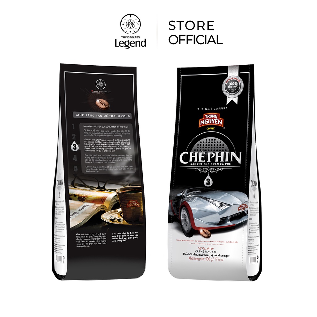 Combo 2 bịch cà phê rang xay - chế phin 3 - trung nguyên legend - 500gr - arabica sẻ