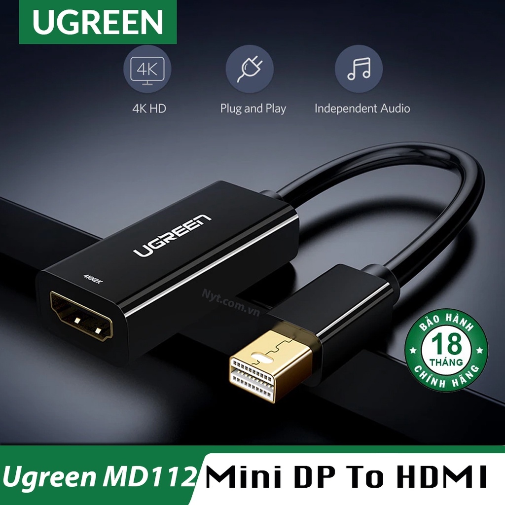 Cáp Chuyển Mini Displayport ra HDMI Cao Cấp UGREEN MD112 - BH 18T Chính Hãng