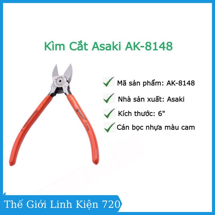 Kìm cắt asaki ak-8148 6 inch 160mm