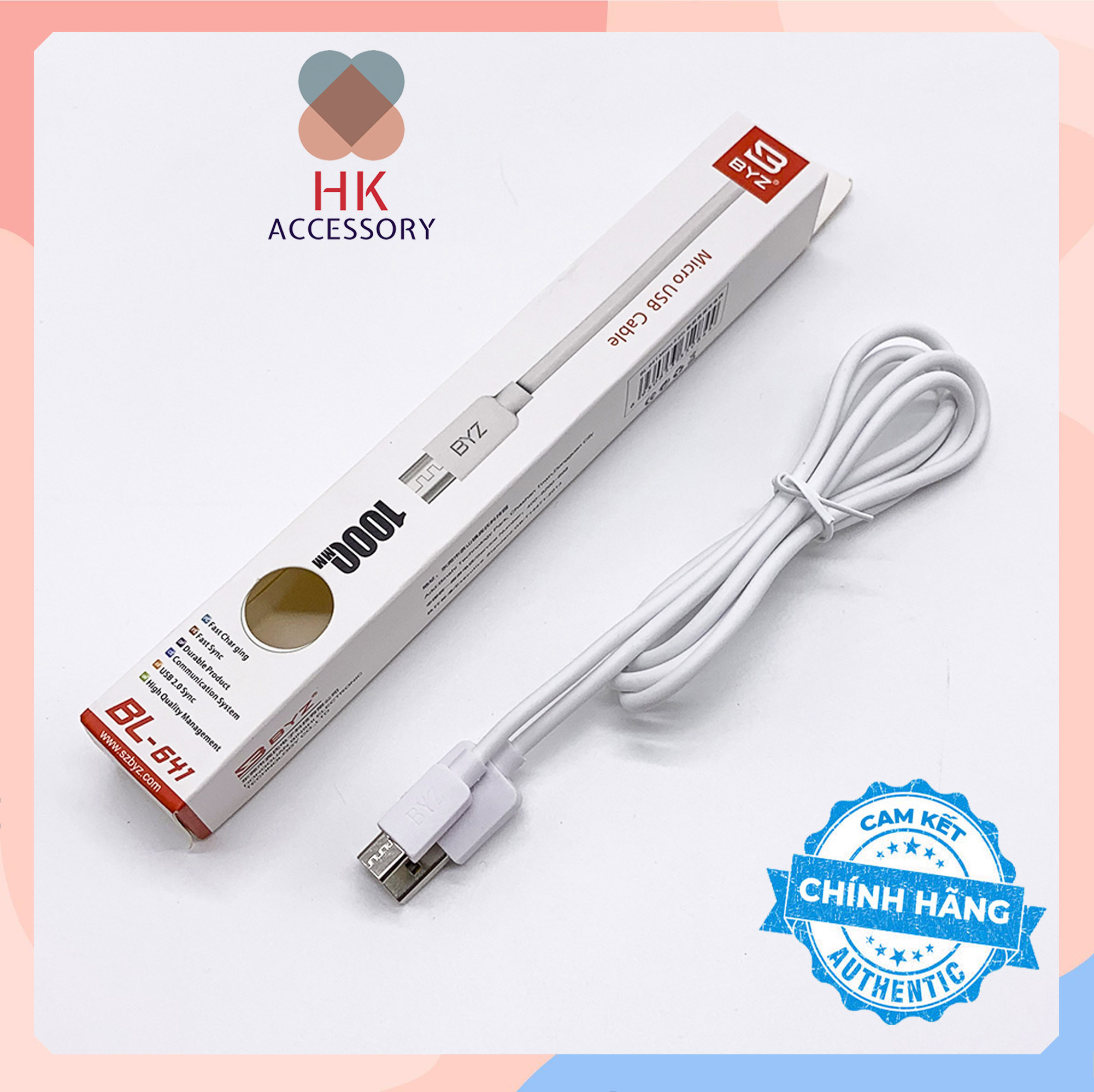 Cáp sạc byz bl641 chuẩn micro usb hàng chính hãng