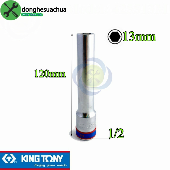 Tuýp 13mm dài 120mm loại 1/2 có 6 cạnh kingtony 425513m