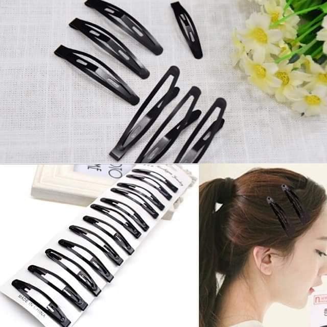Vỉ 12 kẹp tóc dẹp màu đen