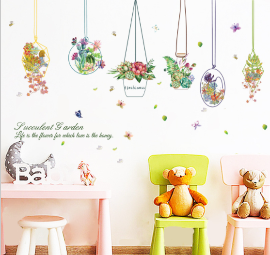 Decal dán tường Giỏ hoa phòng khách GNN120