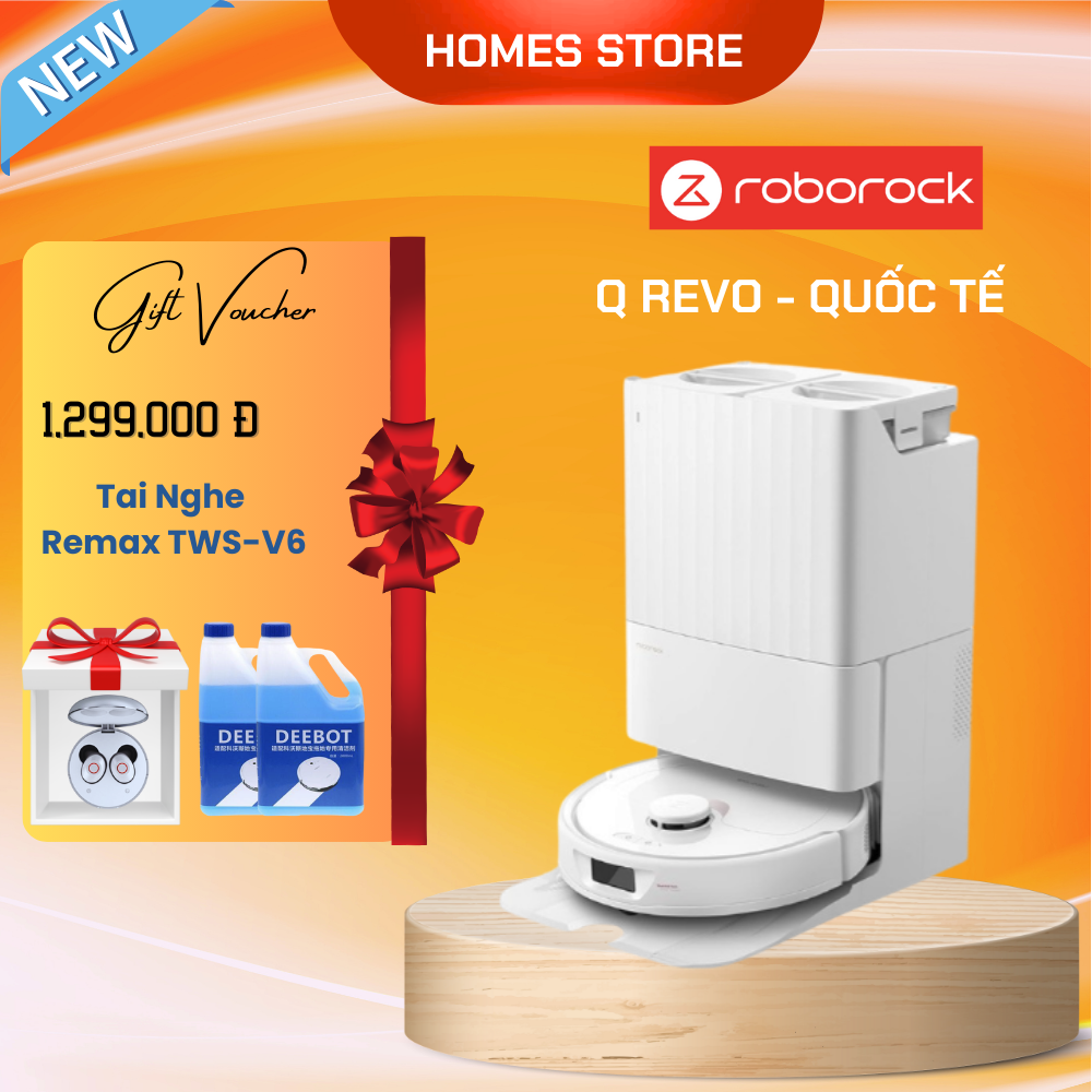 Robot Hút Bụi Lau Nhà Roborock Q Revo 2023 Tự Động Đổ Rác, Tự Động Giặt Và Sấy Khô Khăn Lau Tự Động Bổ Sung Nước Sạch, Tự Động Tối Ưu Dọn Dẹp, Camera AI Thông Minh Lực Hút 5500