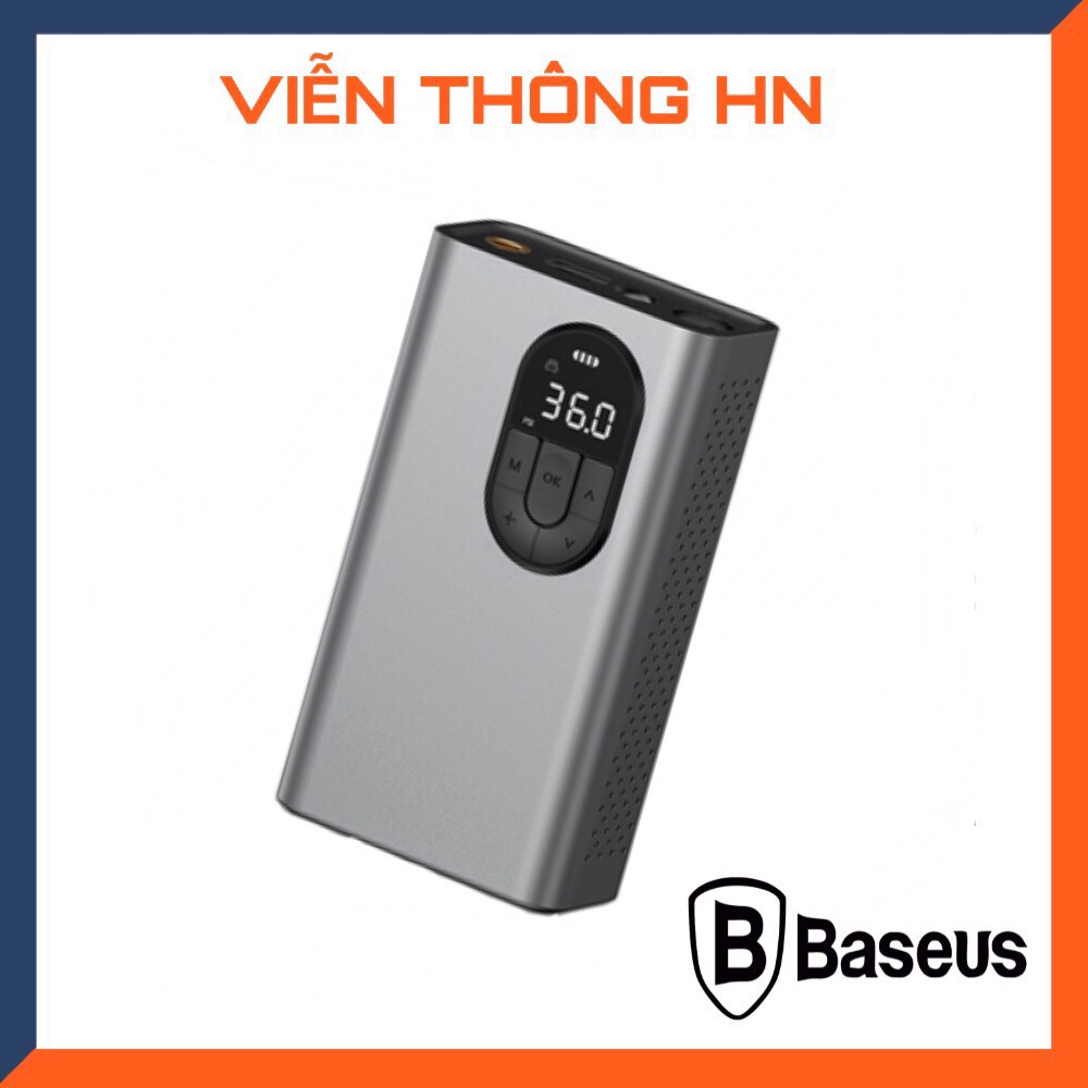 Bơm lốp oto không dây di động mini cầm tay Baseus 7500mAh vỏ nhôm - máy bơm hơi đa năng điện tử tích điện ứng dụng cho  xe máy xe hơi xe đạp ô tô...