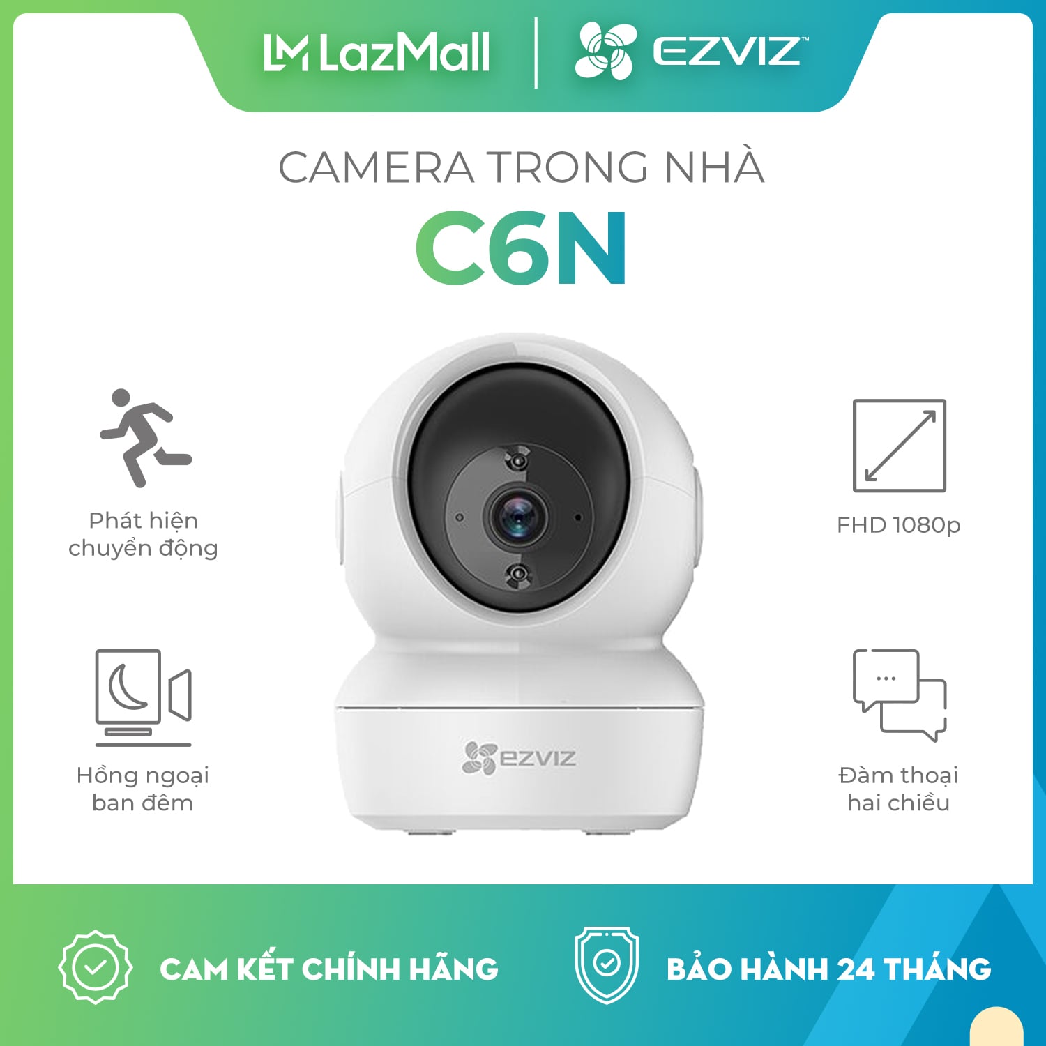 Camera Wifi EZVIZ C6N 1080p - theo dõi thông minh - camera 360 độ quay quét - Phát hiện chuyển động - Đàm thoại 2 chiều - Bảo hành đổi mới 2 năm
