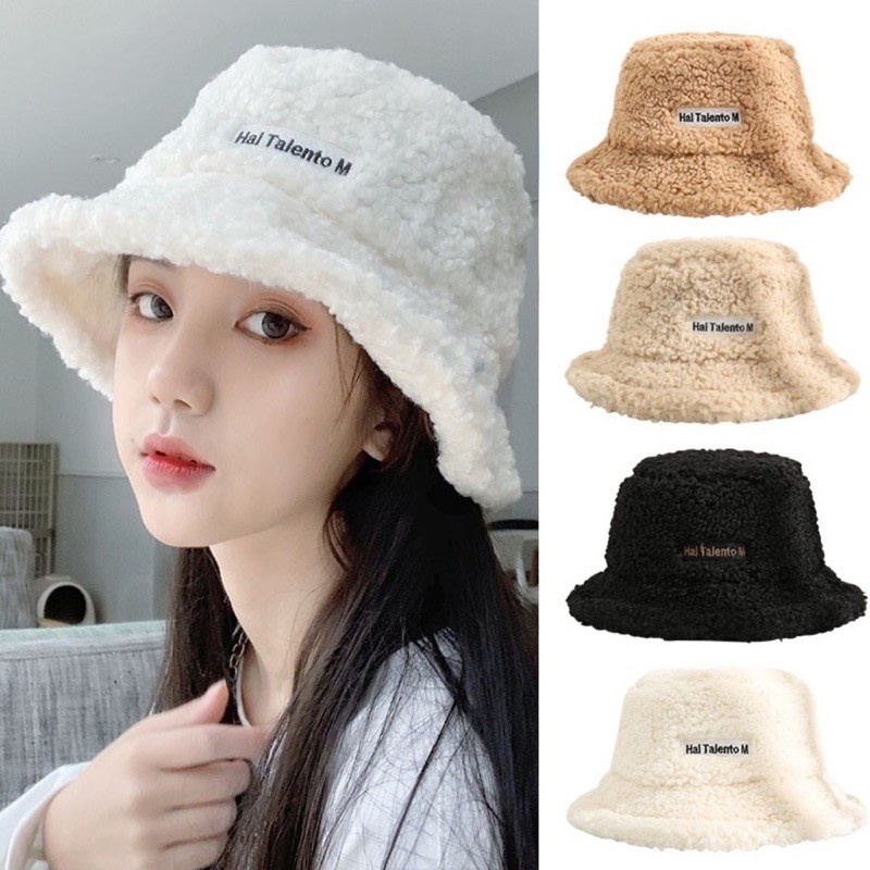 Mũ Bucket Lông Cừu Phong Cách Hàn Quốc Mềm Mại Nón Bucket Hàn Quốc Hottrend