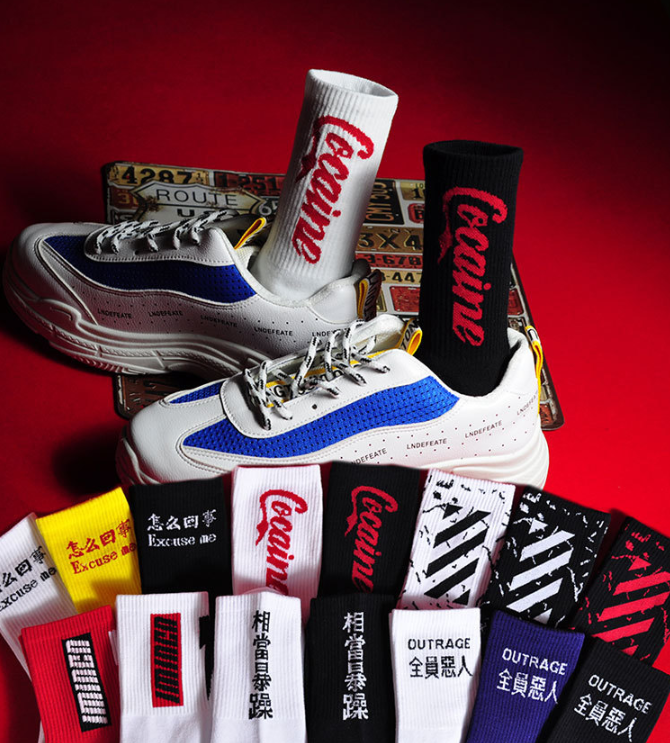 SET 3 đôi Tất Vớ COCA + RESPECT Cao cổ phong cách OFF WHITE