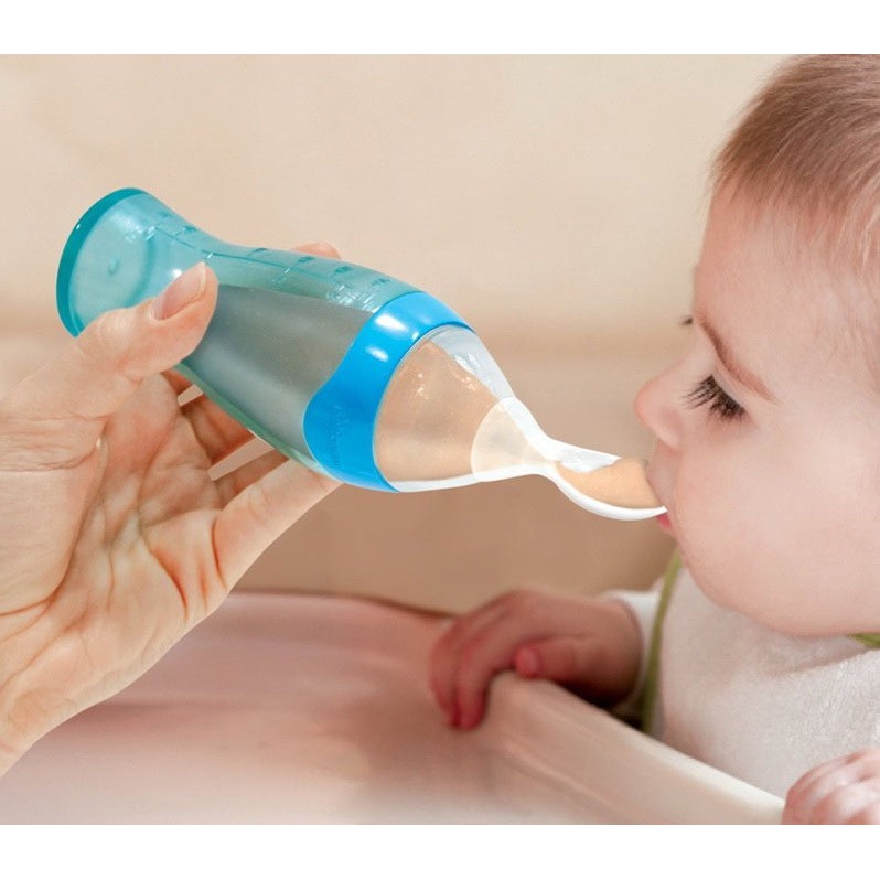 Bình thìa silicon ăn dặm, uống sữa an toàn cho bé yêu