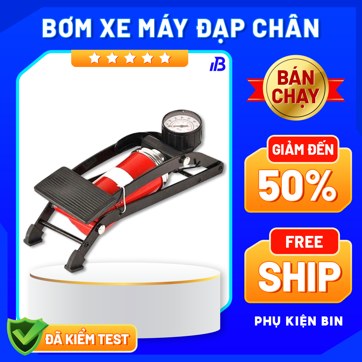 Bơm hơi đạp chân, Bơm xe máy đạp chân, Bơm lốp xe máy, Bơm xe đạp đa năng tiện dụng, Bơm chân mini
