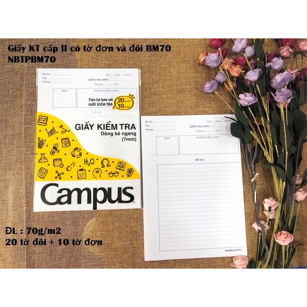 Giấy kiểm tra cấp 1, cấp 2 – campus, hồng hà