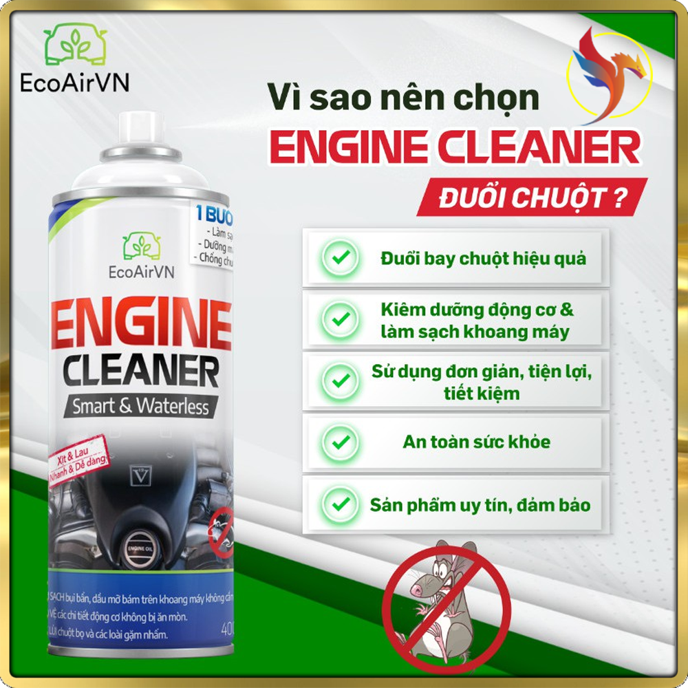 Chống chuột - đuổi chuột - diệt chuột khoang máy ô tô Engine Cleaner. Đuổi chuột với 2 lớp MÙI và VỊ. Chai 400ml