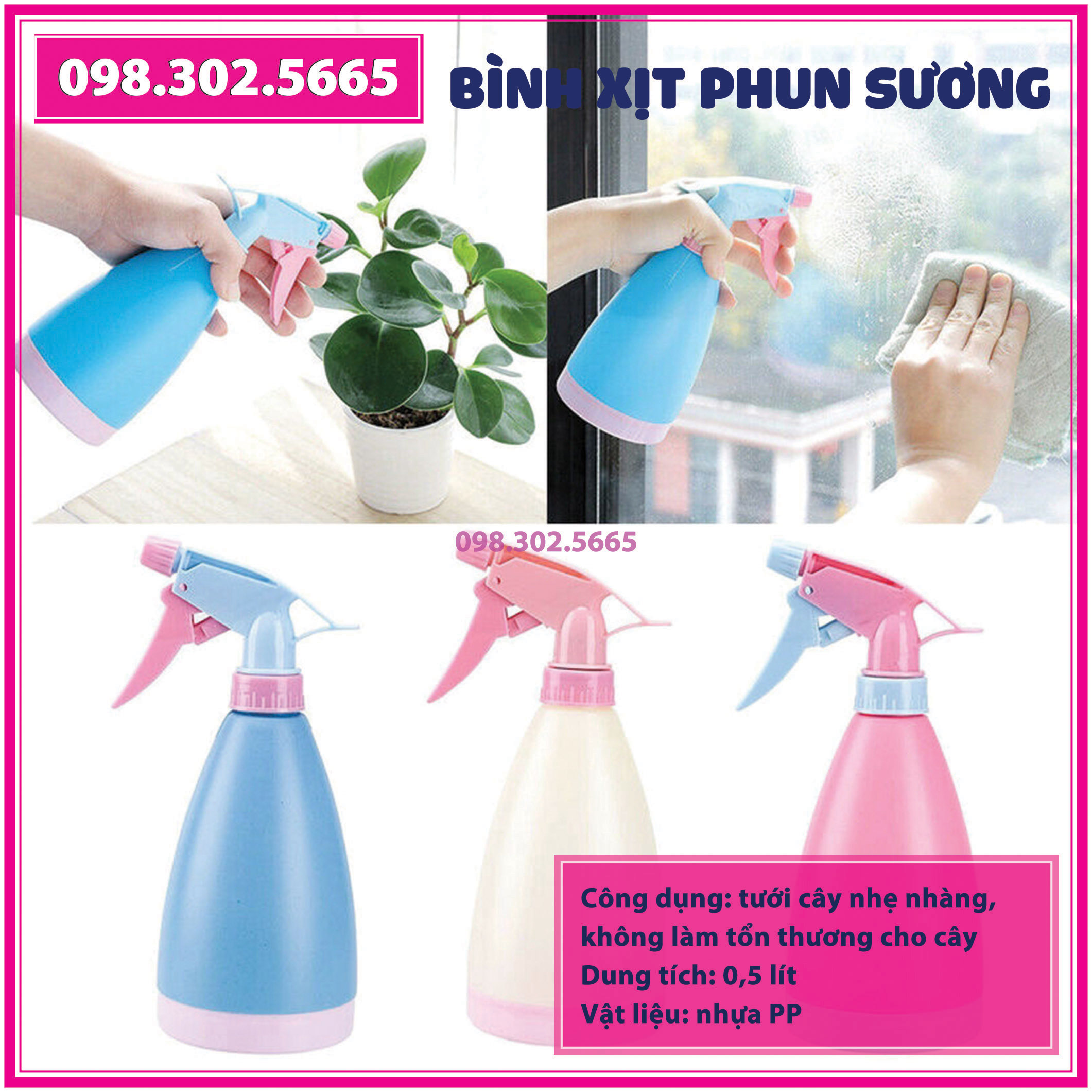 Bình xịt tưới cây phun sương, Bình tưới phun hoa cây cảnh, Xịt rửa tay, Lau kính