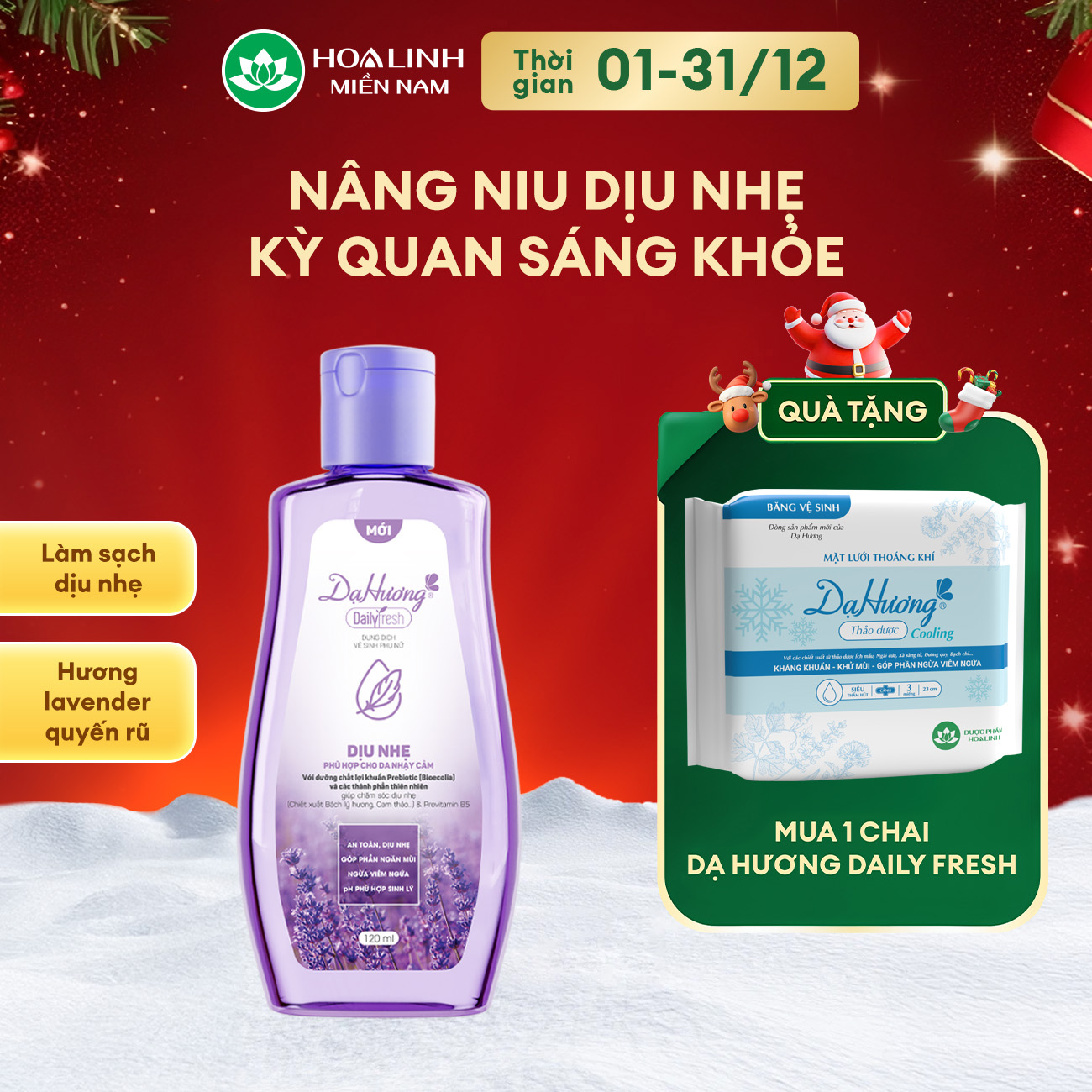 Dung dịch vệ sinh Dạ Hương Daily Fresh Dịu nhẹ - Phù hợp cho DA NHẠY CẢM 120ml