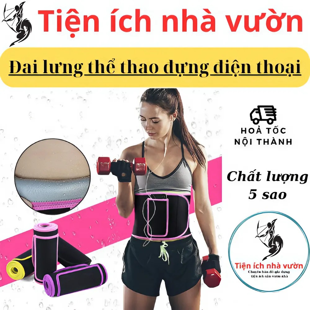 Đai Lưng Thể Thao, Nịt Bụng Đốt Mỡ Kèm Túi Đựng Điện Thoại, Nam Nữ Tập Gym Yoga, Chạy Bộ, Đạp Xe.