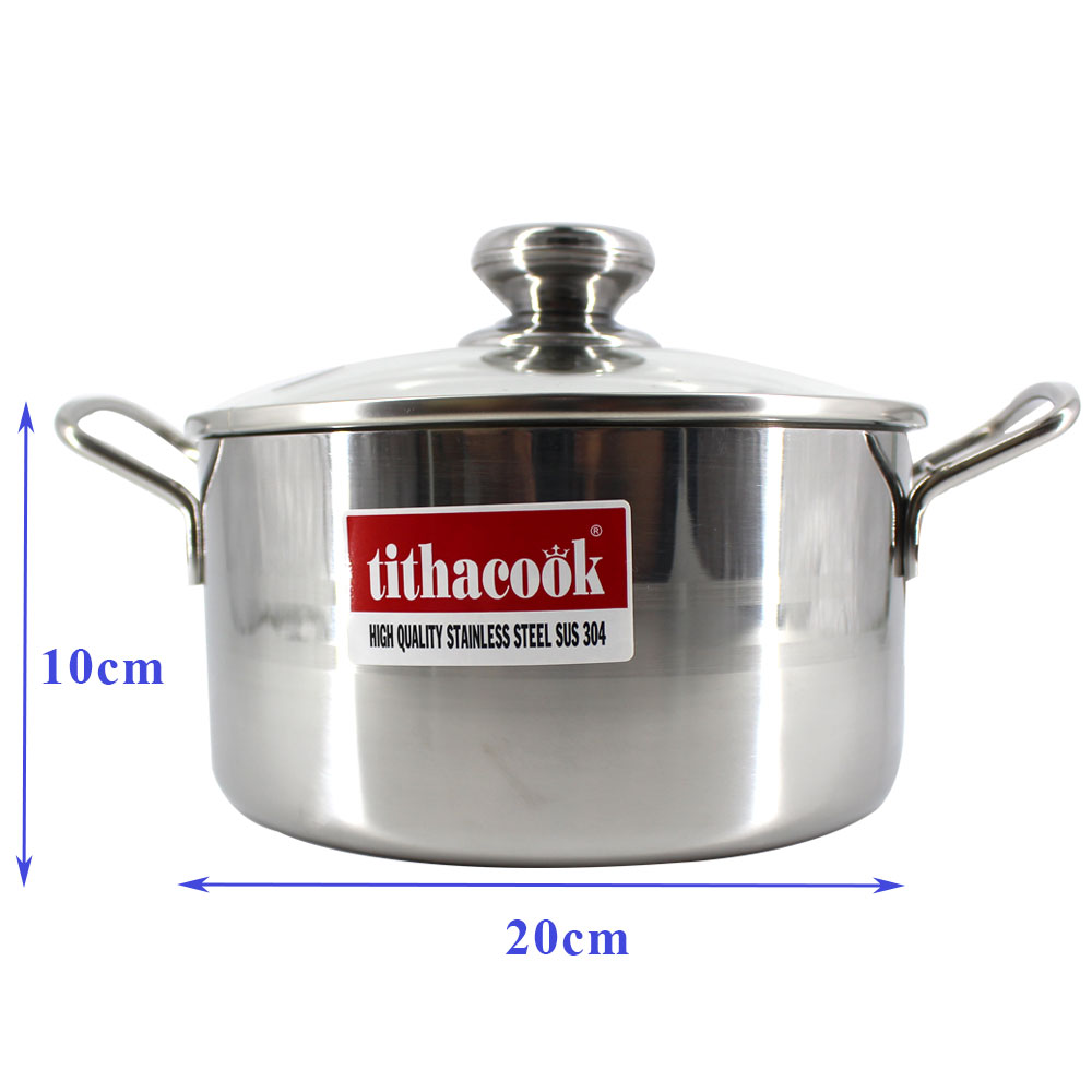 Nồi 3 lớp dày Inox 304 cao cấp Nấu được tất cả các bếp  đường kính 20 cm Tithafac
