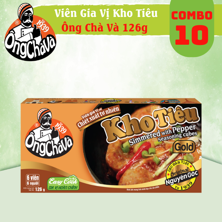 Combo 10 hộp viên gia vị kho tiêu gold ông chà và 126g
