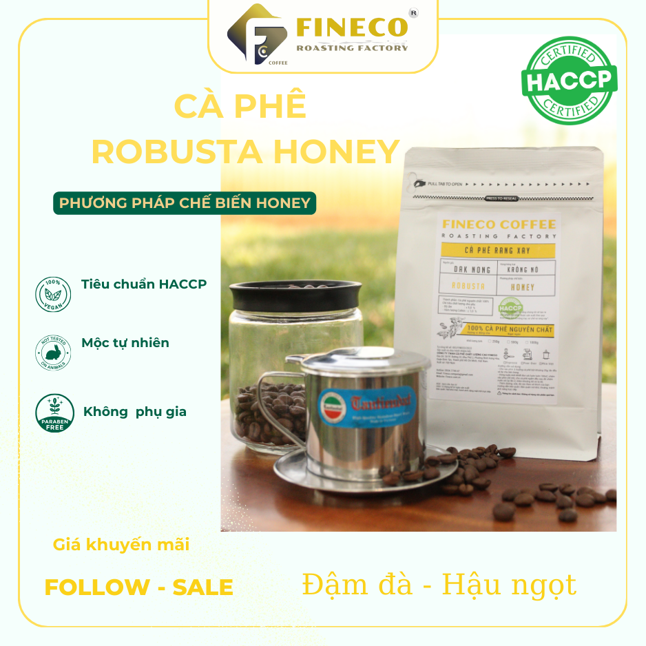 Cà phê Robusta Honey - Cà phê chất lượng cao, hương thơm ngọt ngào - Cà phê pha phin/ pha máy |250 - 500gr|