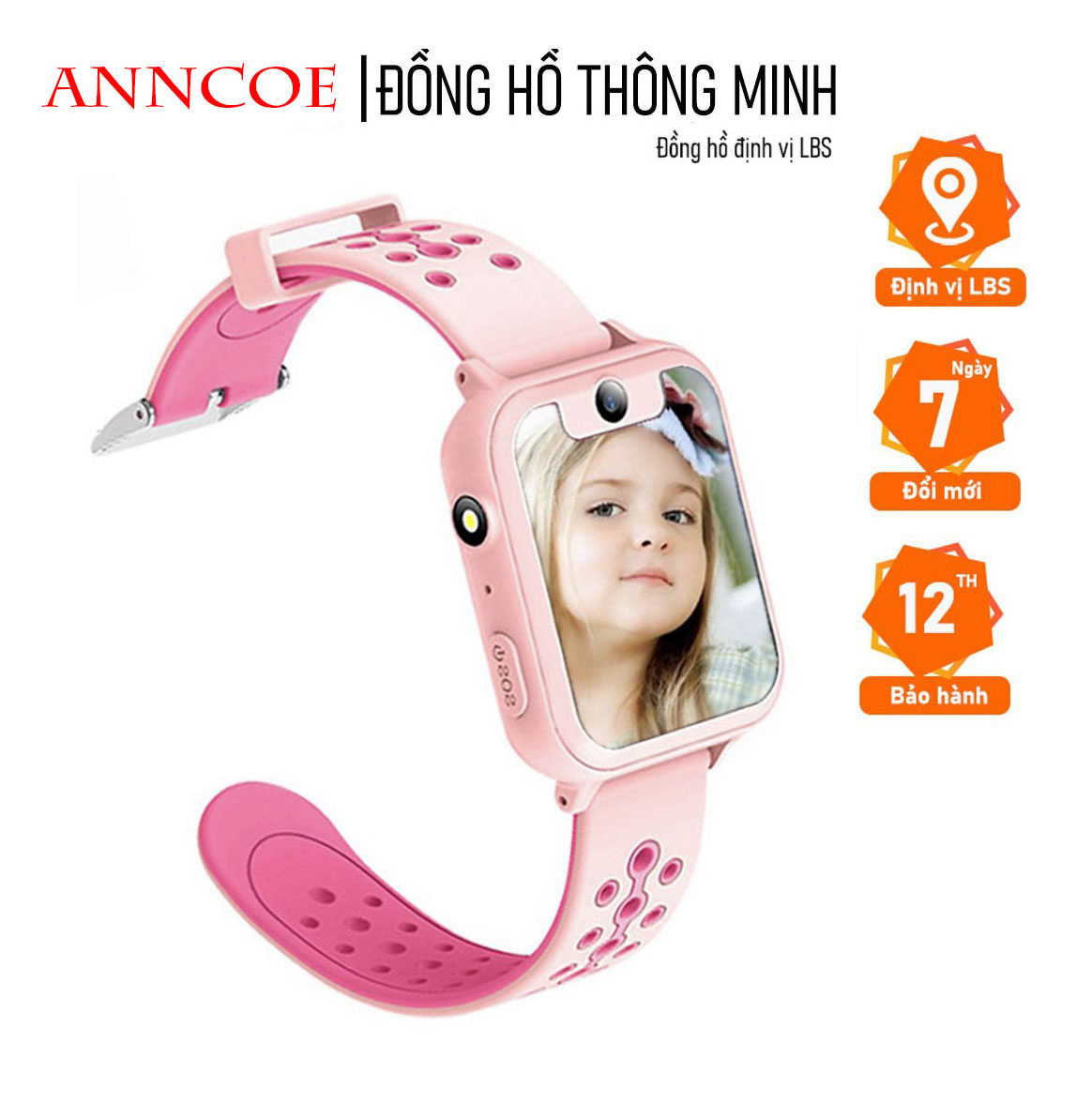 Đồng hồ thông minh trẻ em ANNCOE A102 nghe gọi nhắn tin định vị từ xa - đổi được hình nền