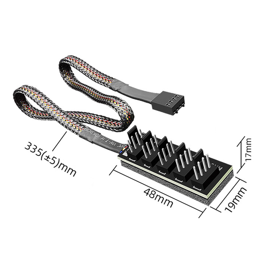 Bộ hub chia 1-5 cổng cpu fan 4pin pwm hỗ trợ quạt điều tốc