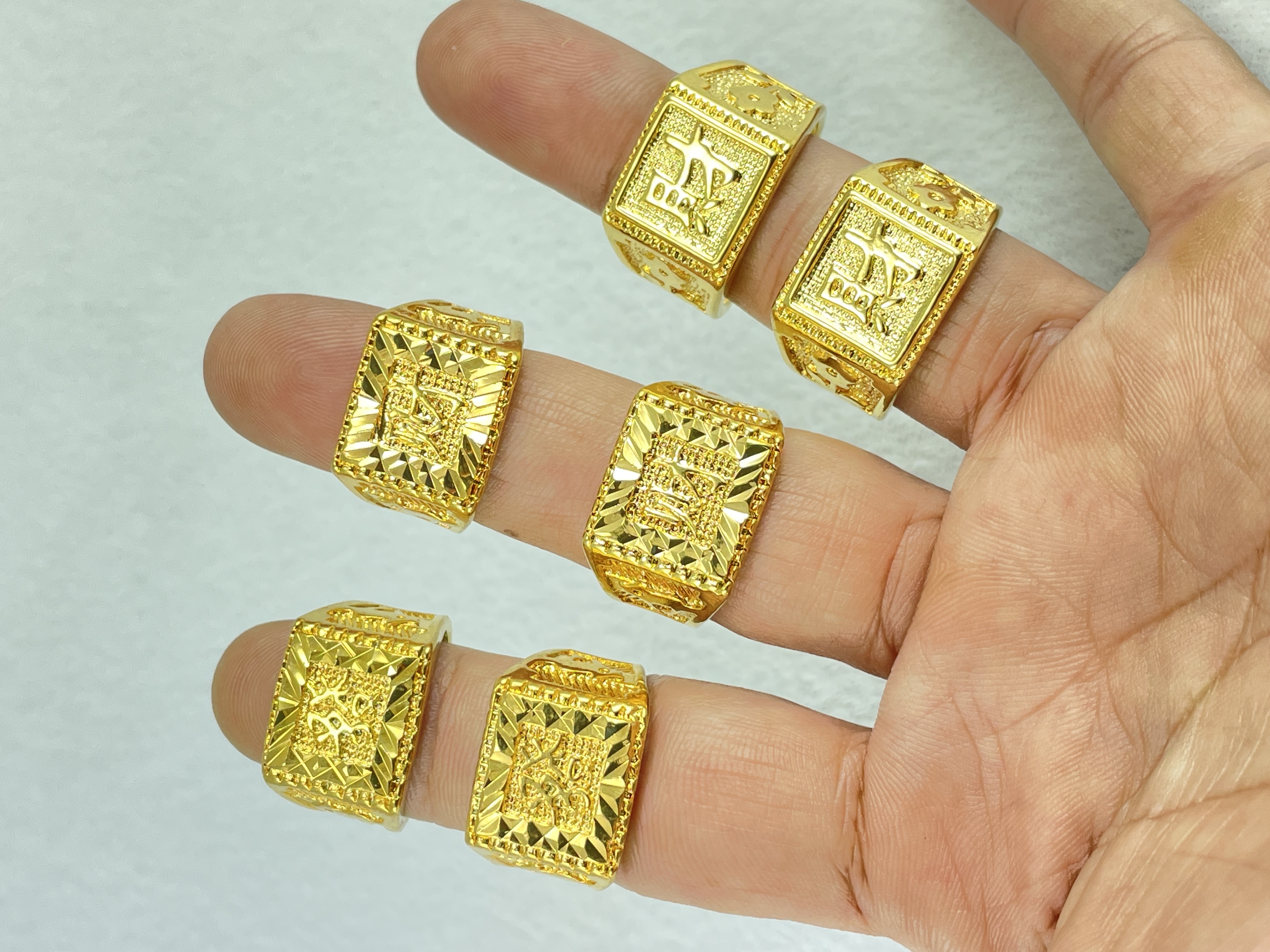 NHẪN NAM CHỮ PHÁT TÀI MẠ VÀNG 24K SÁNG BÓNG