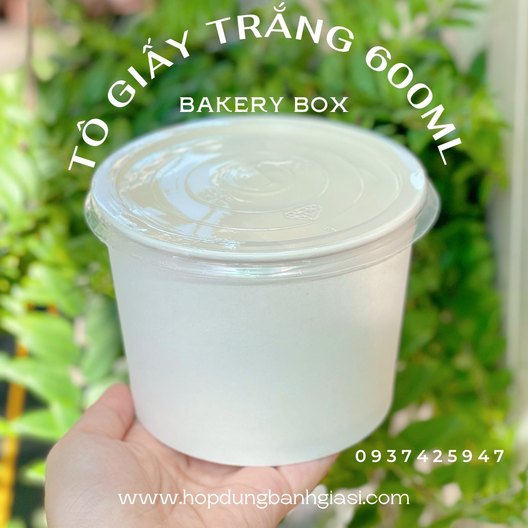 50 tô giấy trắng 600ml đựng thức ăn - súp - bún thịt nướng