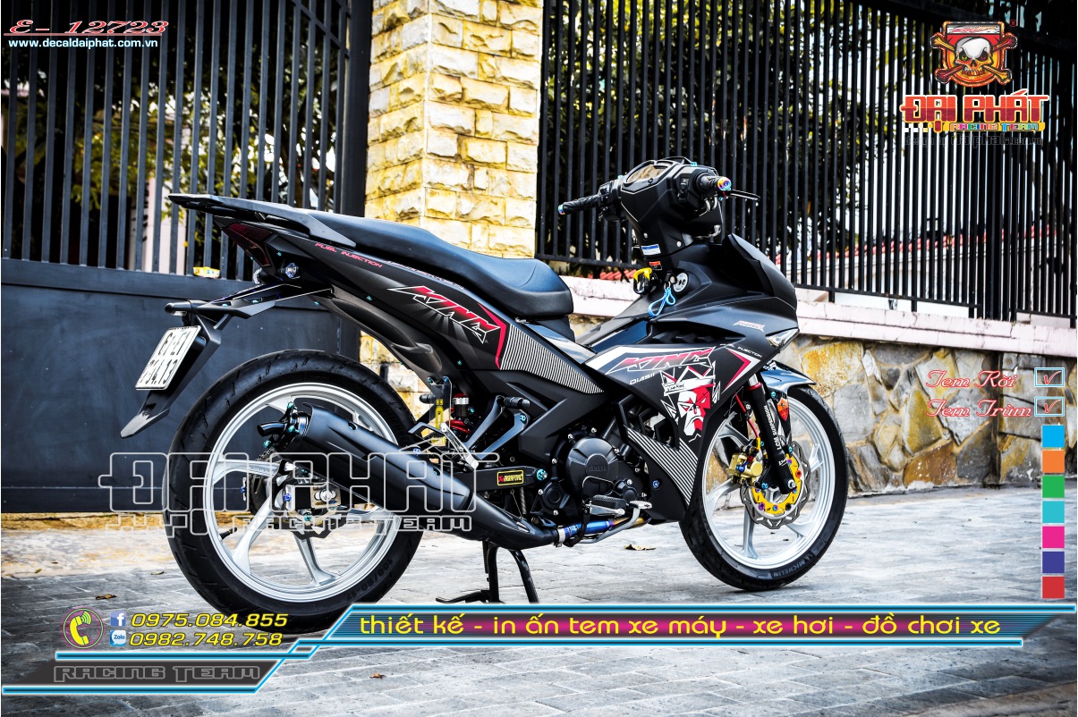 Tem Trùm Chế Exciter 150 King Drag Đen Xám Đỏ