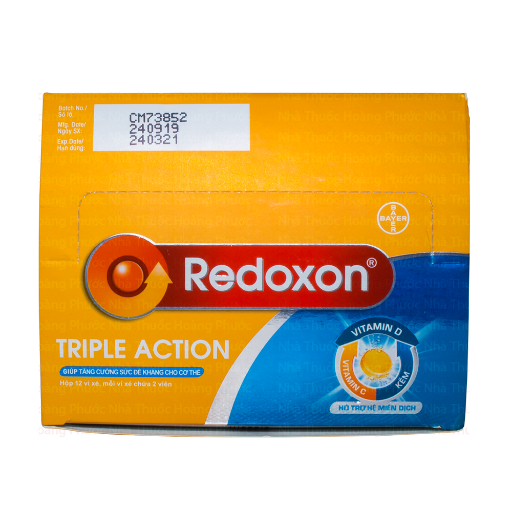 [HCM]Hộp Redoxon Triple Action Viên Sủi Vị Cam Dạng Vỉ Xé Hộp 24 Viên