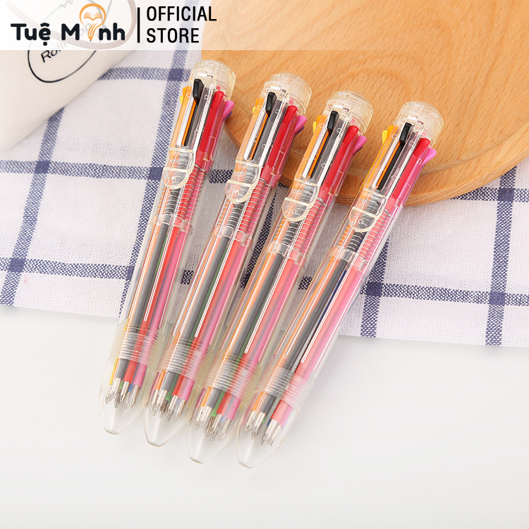 Bút bi bấm 8 màu basic vpp tueminh, bút bi 8 ngòi nét đẹp b02- vpp tuệ minh