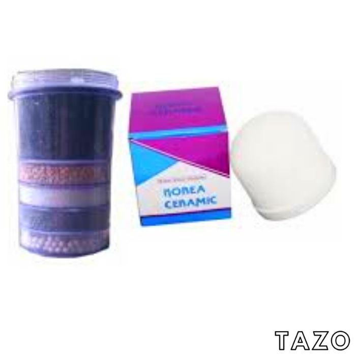 COMBO Trụ lọc nước / lõi than 5 tầng + Sứ lọc/ nấm sứ cao cấp dành cho bình lọc nước