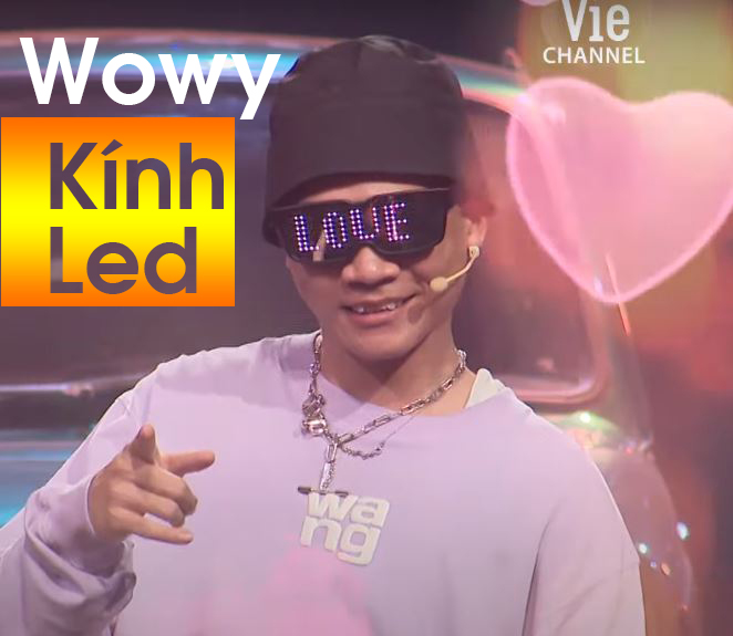 Mắt kính đèn LED Rapper Wowy Chạy Chữ Chính Hãng | kết nối Bluetooth viết chữ, cảm biến nhạc chuyên quẩy bar DJ