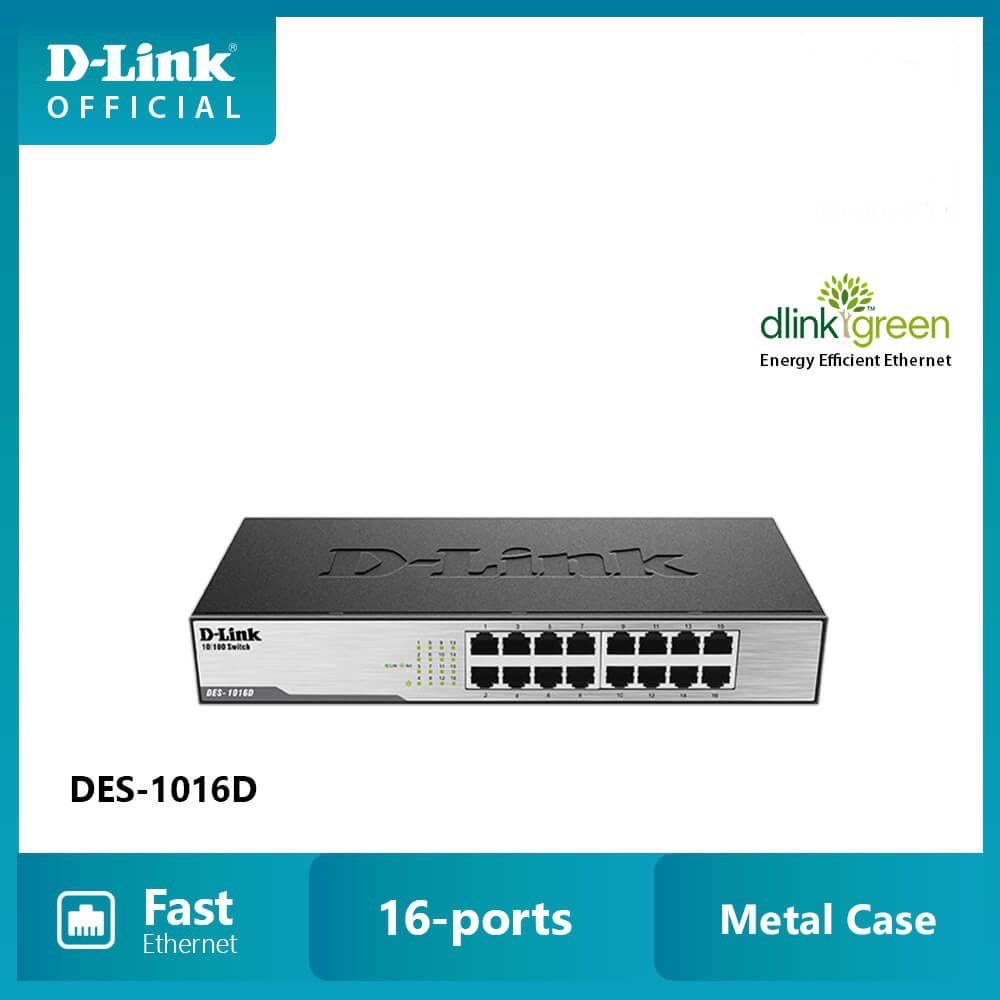 Hot deals - d-link bộ chia tín hiệu 16 cổng rj45 10/100 mbps công suất cao - thiết bị chuyển mạch d-link des-1016d