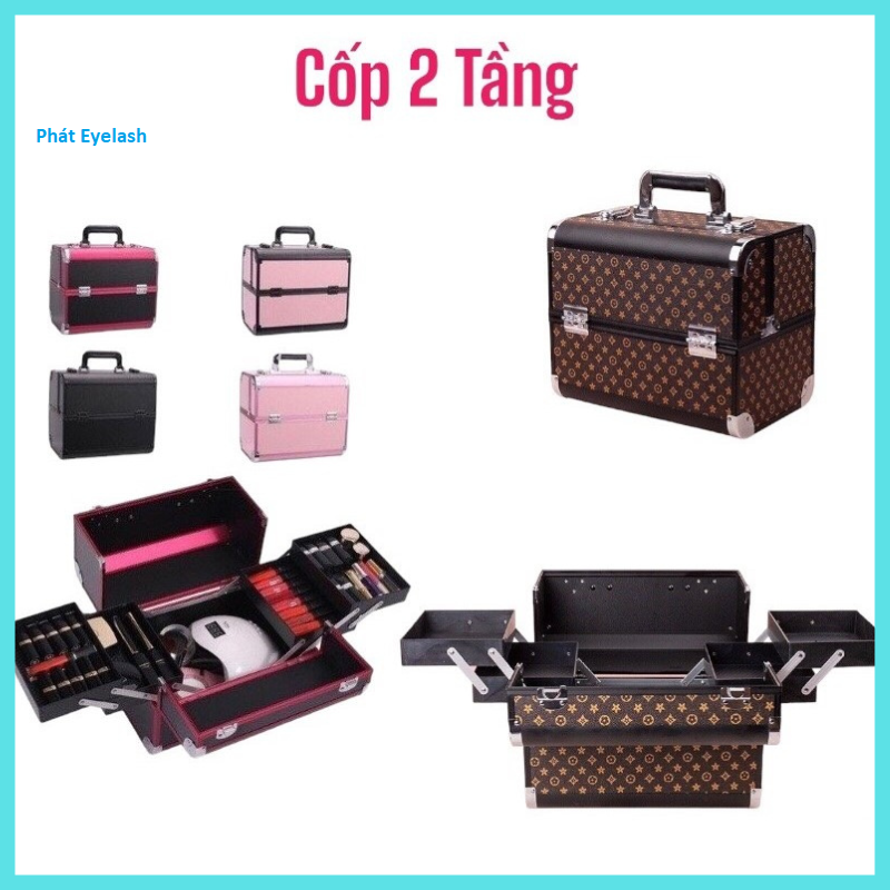 Cốp nhôm đựng đồ nail,mi, phun xăm,trang điểm,hộp đựng đồ nghề make up,tủ nhôm 2 tầng 4 ngăn_cốp mac đựng đồ